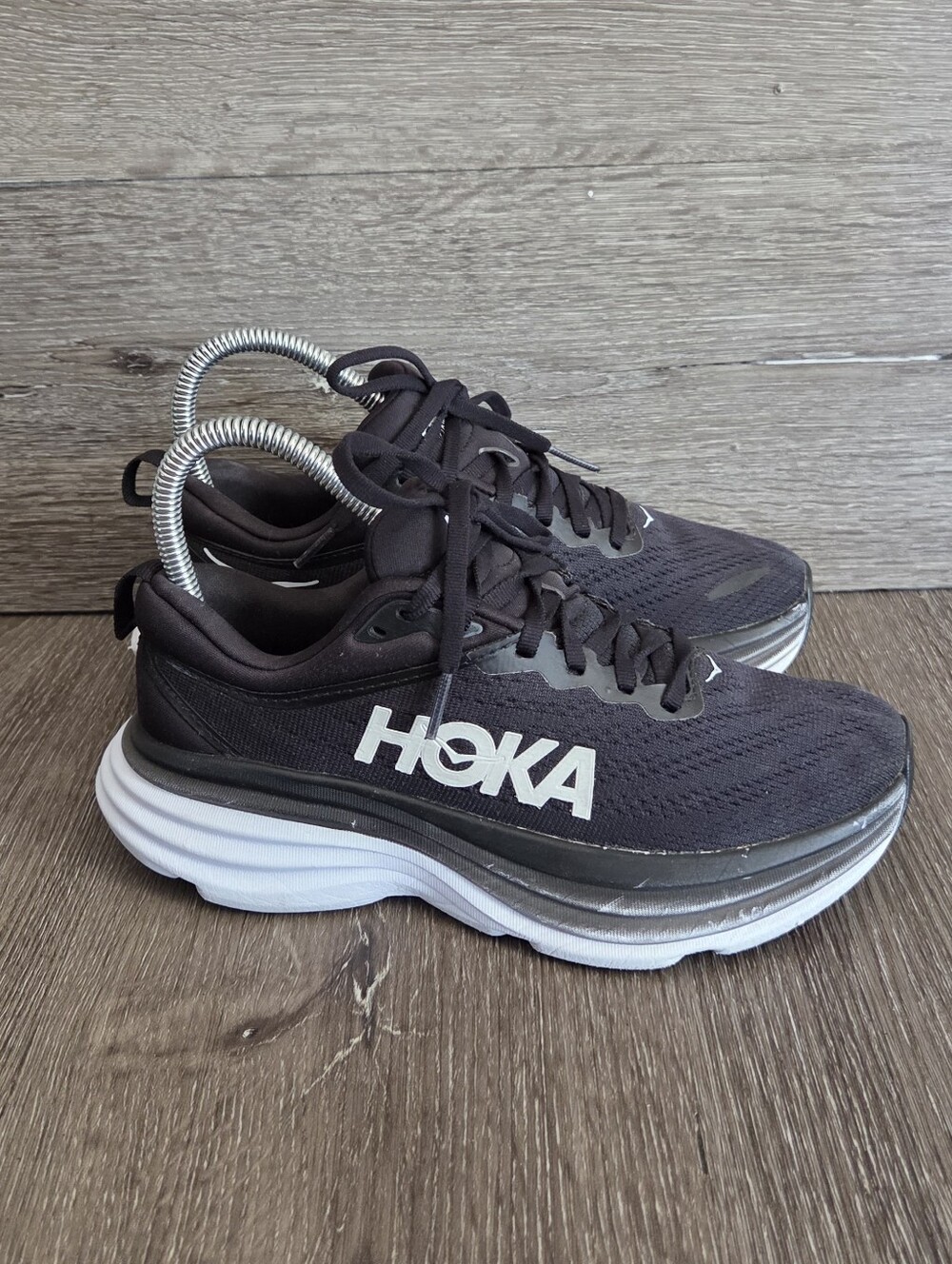 Hoka Bondi 8 Black White Running Shoes Size 5B
